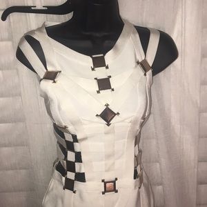 Off White and gold dress Balmain Vibe